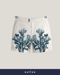 Short de praia masculino RAUTER ALGAS MARINHAS MÉDIO em estampa sublimada de algas marinhas em aquarela, caimento médio.