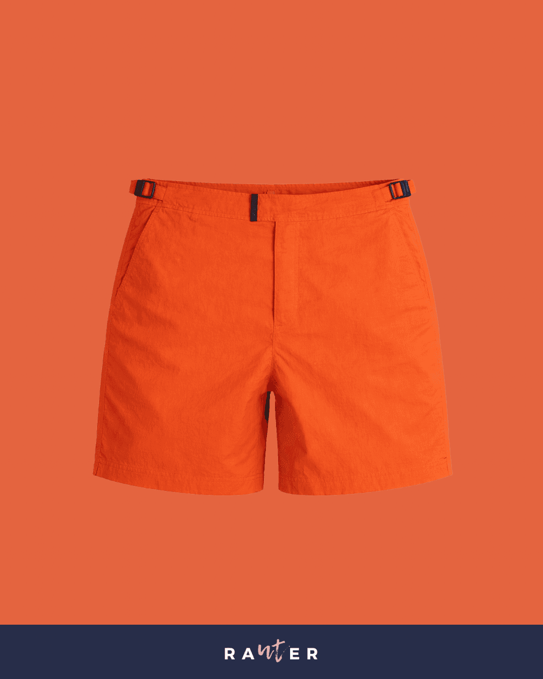Short de praia masculino RAUTER LARANJA MÉDIO em nylon reciclado, caimento médio.